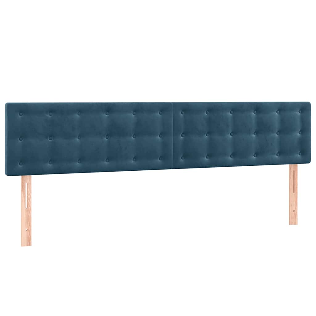 sötétkék bársony rugós és LED-es ágy matraccal 160x200 cm