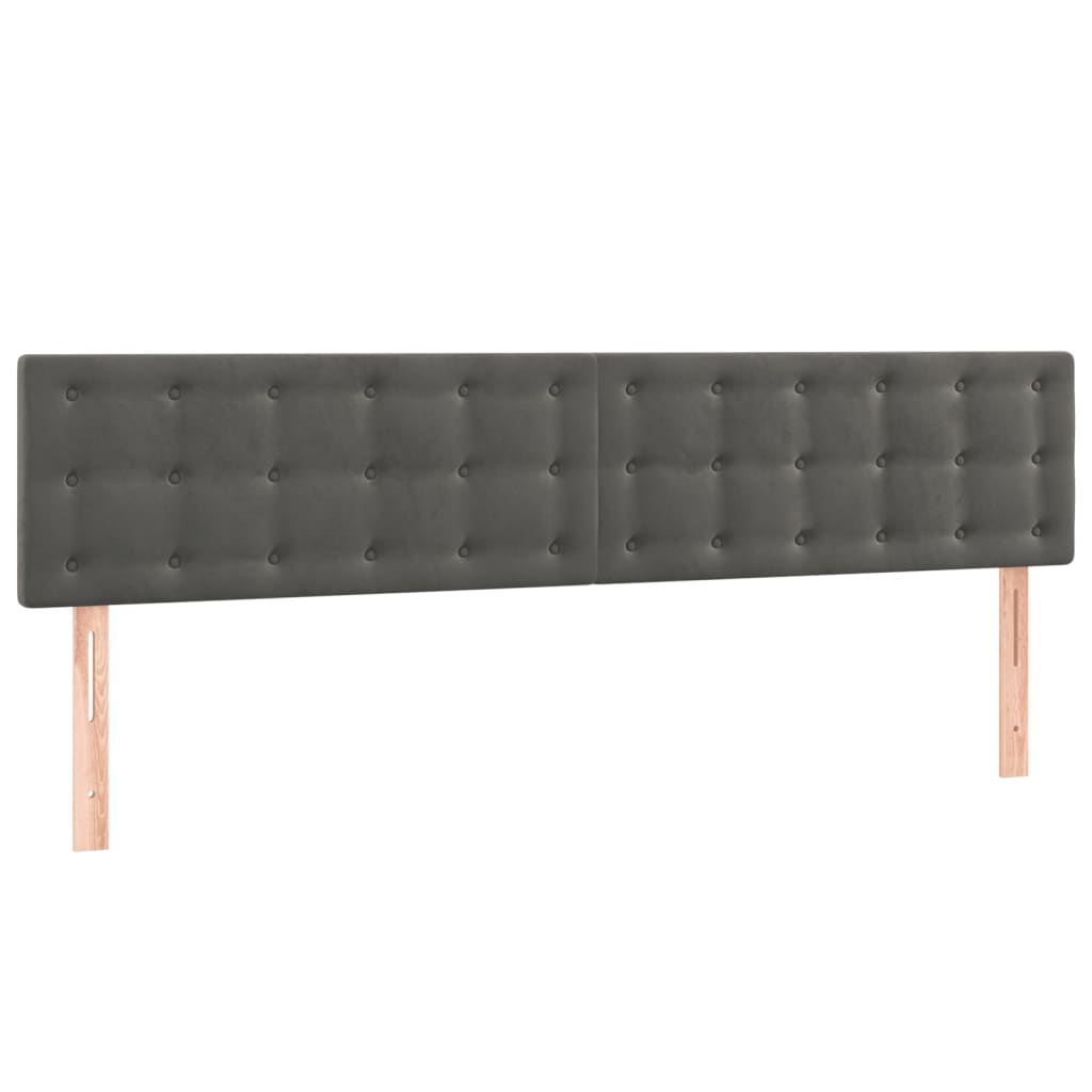 sötétszürke bársony rugós és LED-es ágy matraccal 180x200 cm