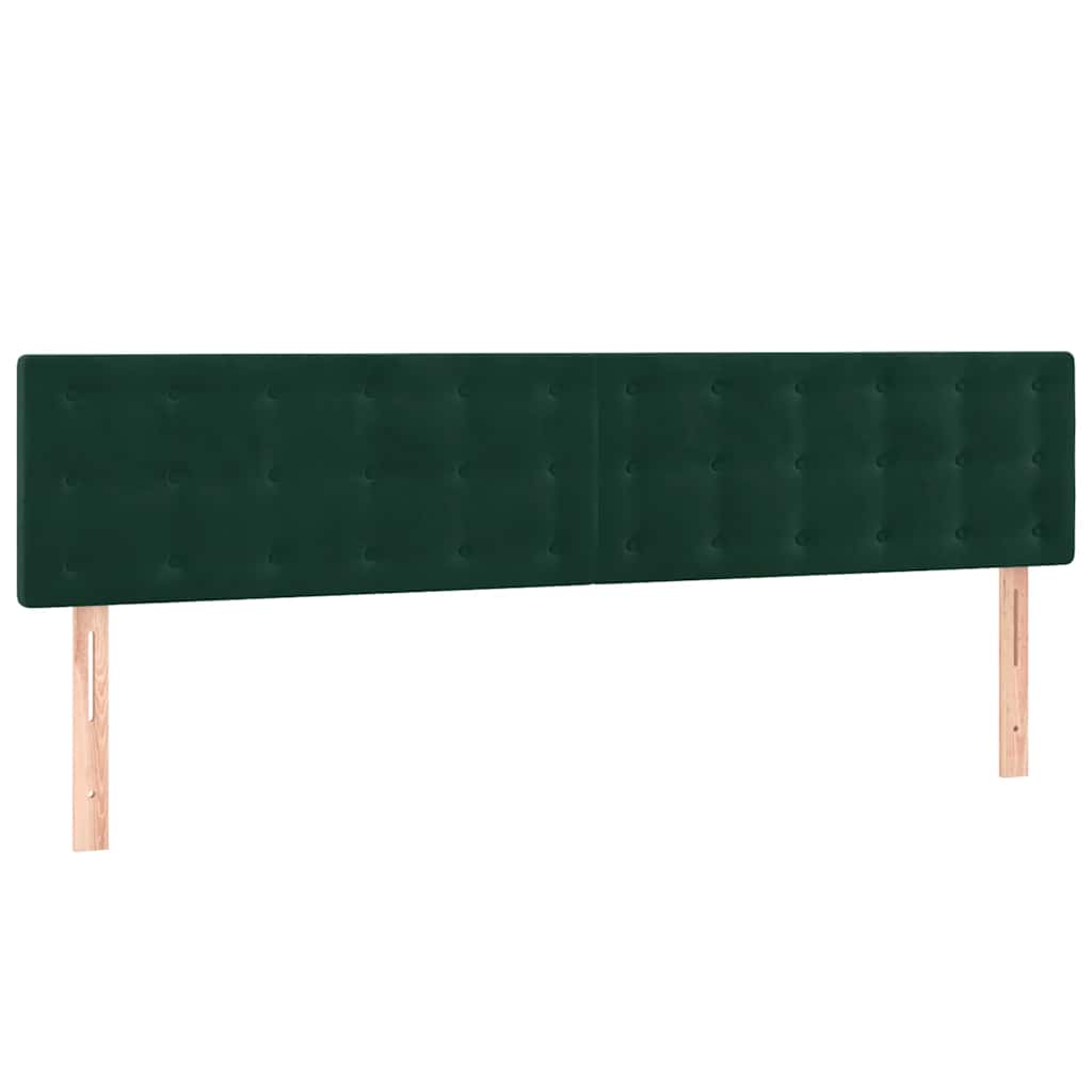 sötétzöld bársony rugós és LED-es ágy matraccal 180x200 cm