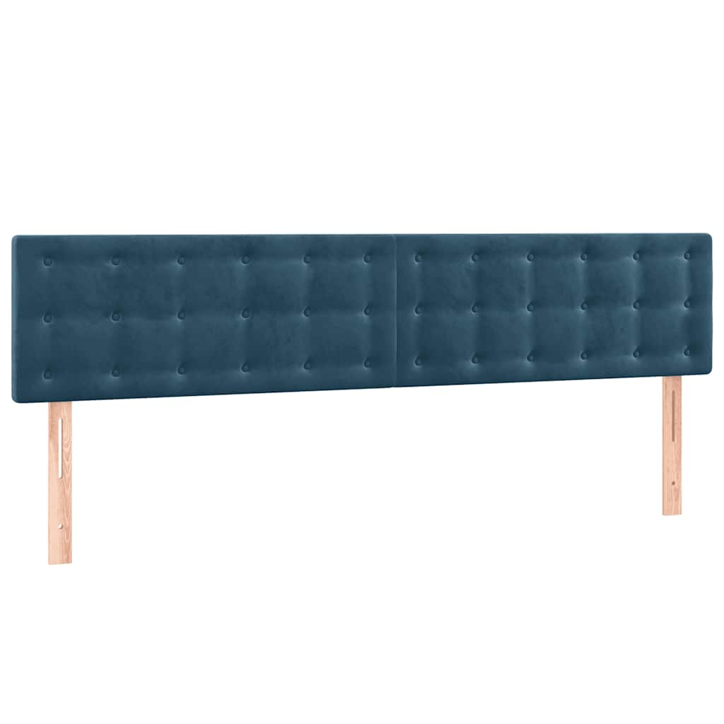 sötétkék bársony rugós és LED-es ágy matraccal 180x200 cm
