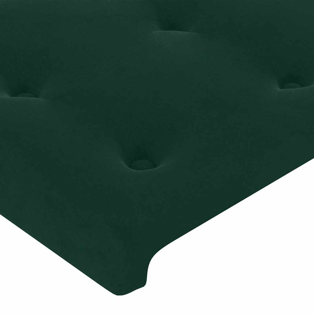 sötétzöld bársony rugós és LED-es ágy matraccal 200x200 cm