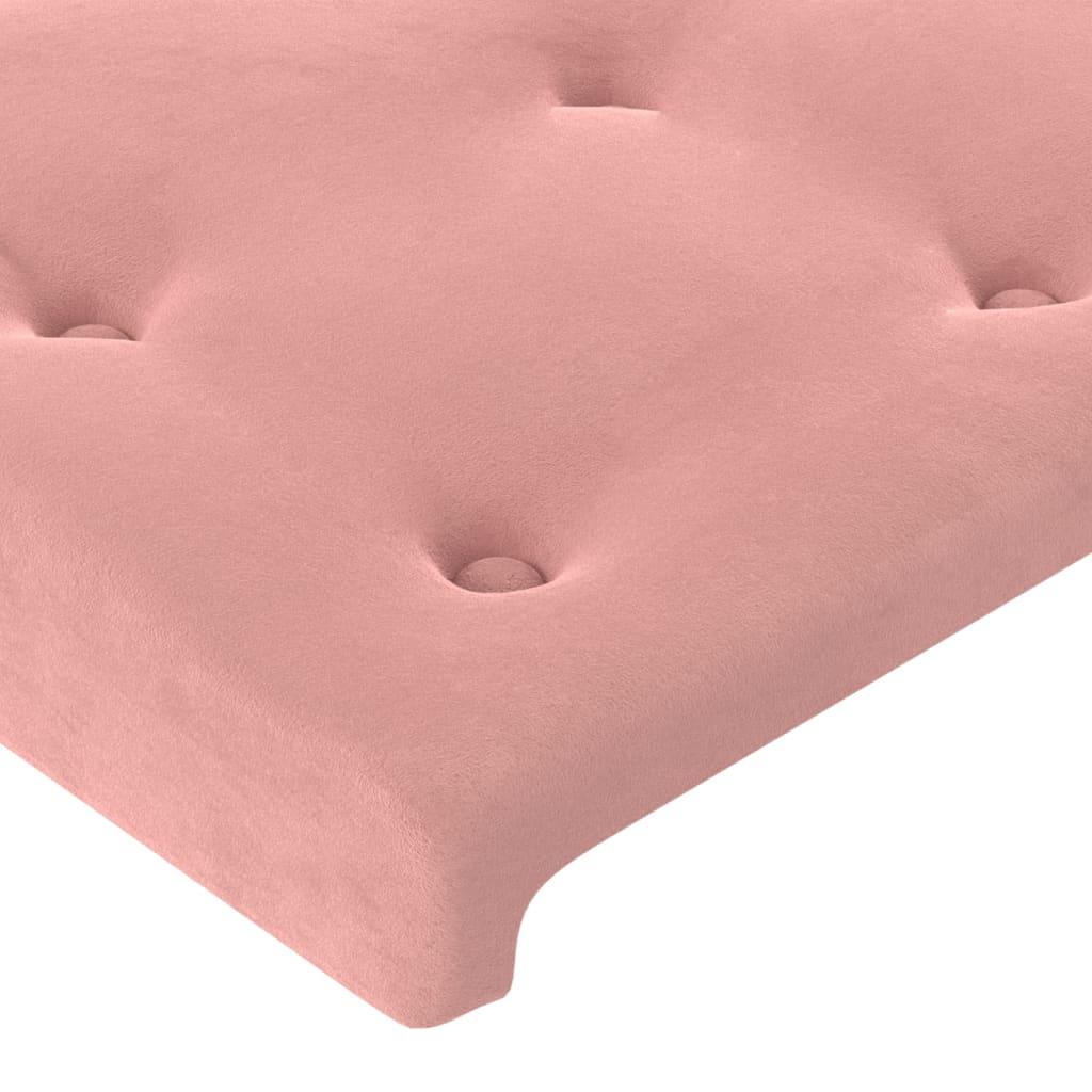 rózsaszín bársony rugós és LED-es ágy matraccal 200x200 cm