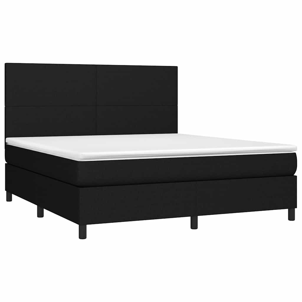 fekete szövet rugós és LED-es ágy matraccal 160x200 cm