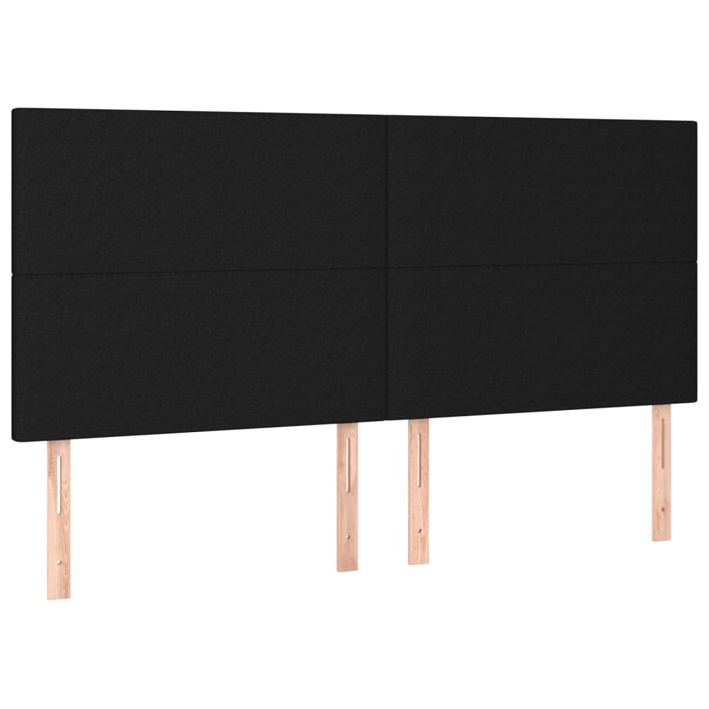 fekete szövet rugós és LED-es ágy matraccal 180 x 200 cm