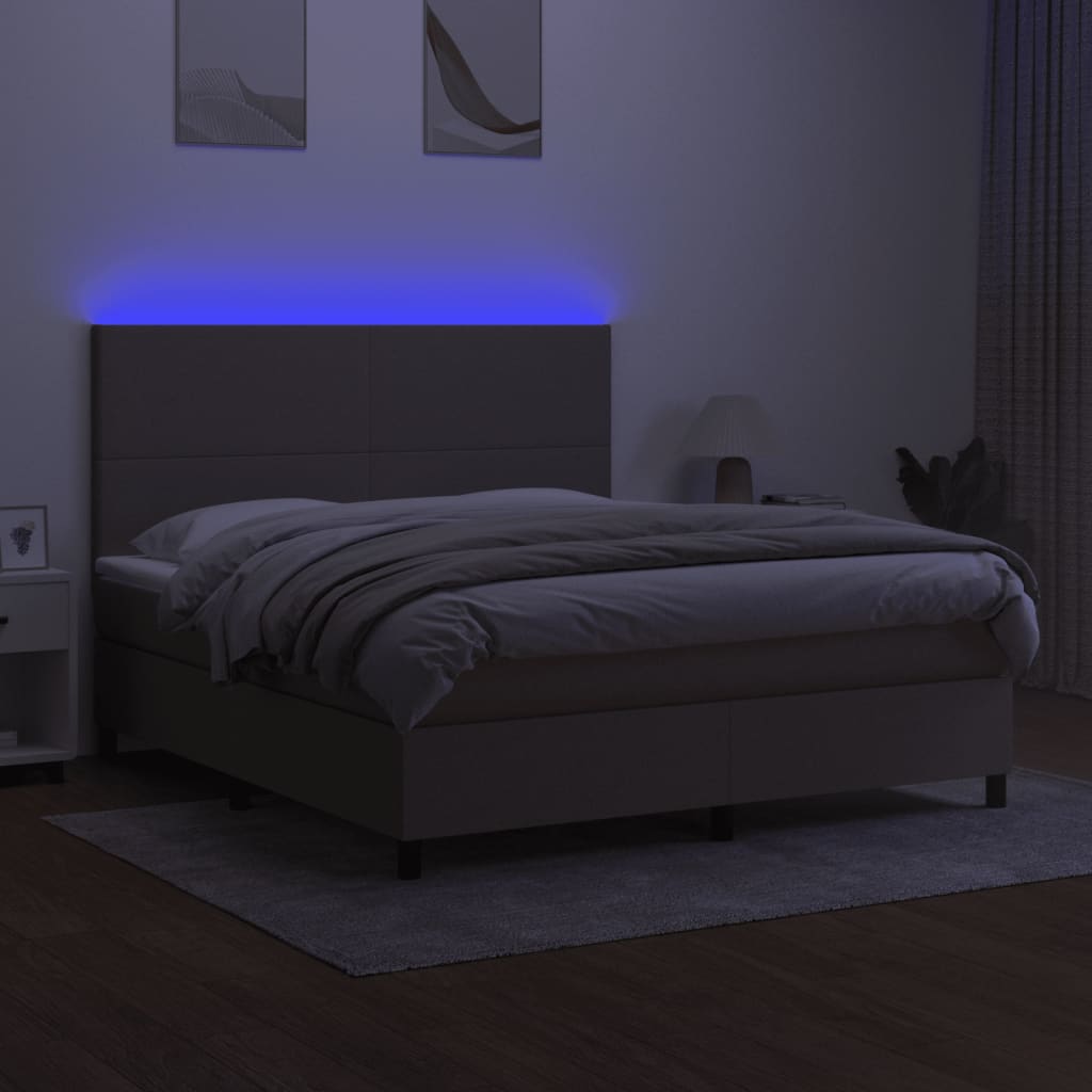 tópszínű szövet rugós és LED-es ágy matraccal 180 x 200 cm