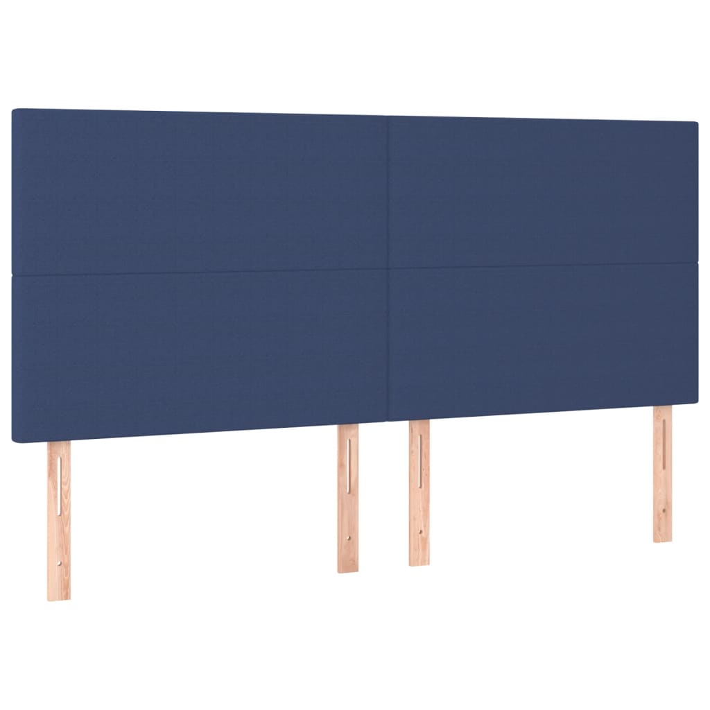 kék szövet rugós és LED-es ágy matraccal 180 x 200 cm