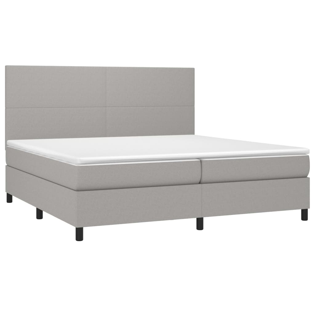 világosszürke szövet rugós és LED-es ágy matraccal 200x200 cm