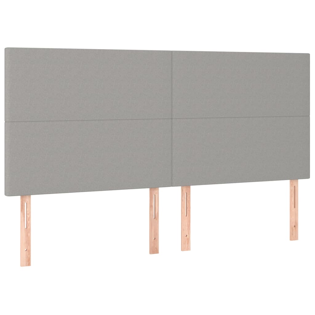 világosszürke szövet rugós és LED-es ágy matraccal 200x200 cm