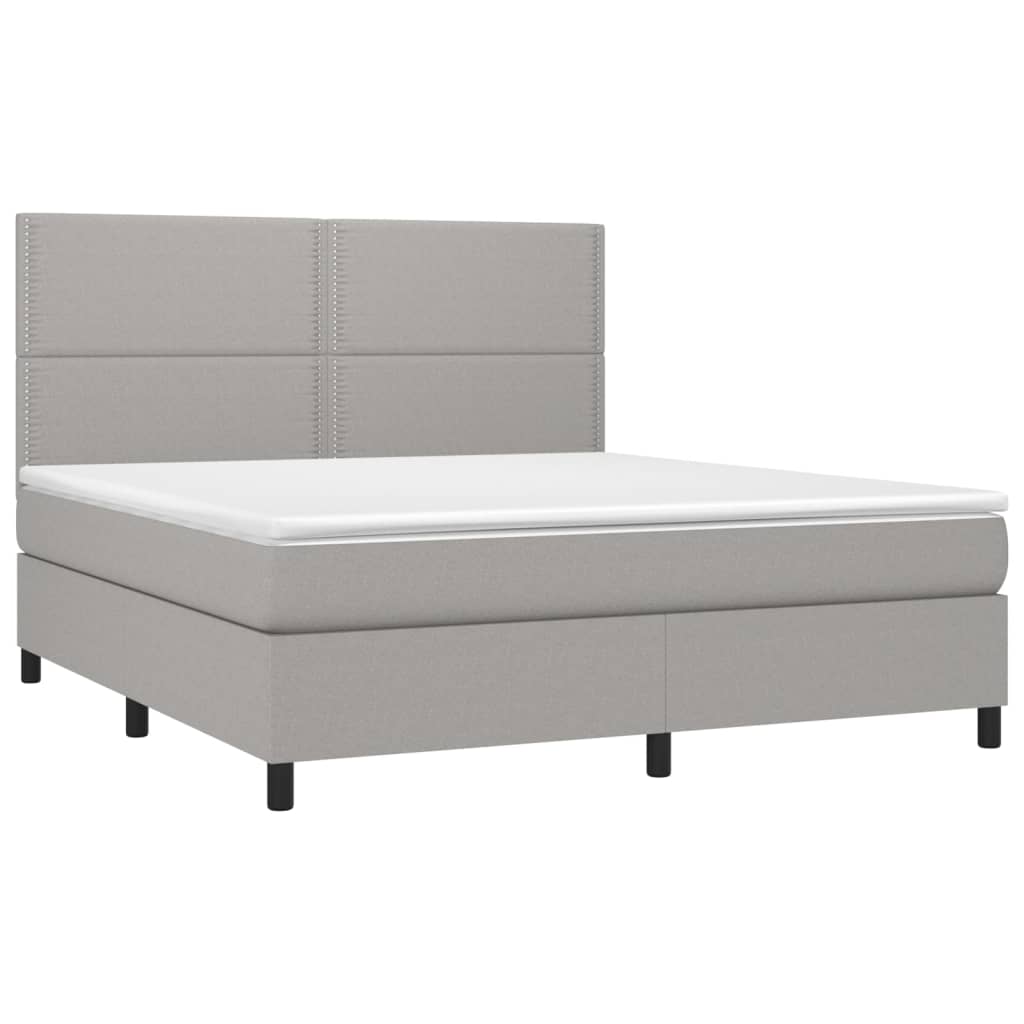 világosszürke szövet rugós és LED-es ágy matraccal 160x200 cm