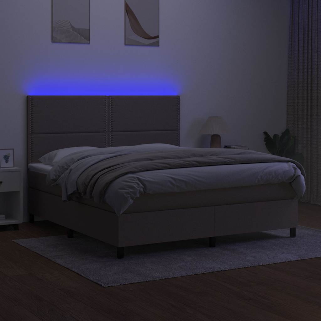 tópszínű szövet rugós és LED-es ágy matraccal 180 x 200 cm