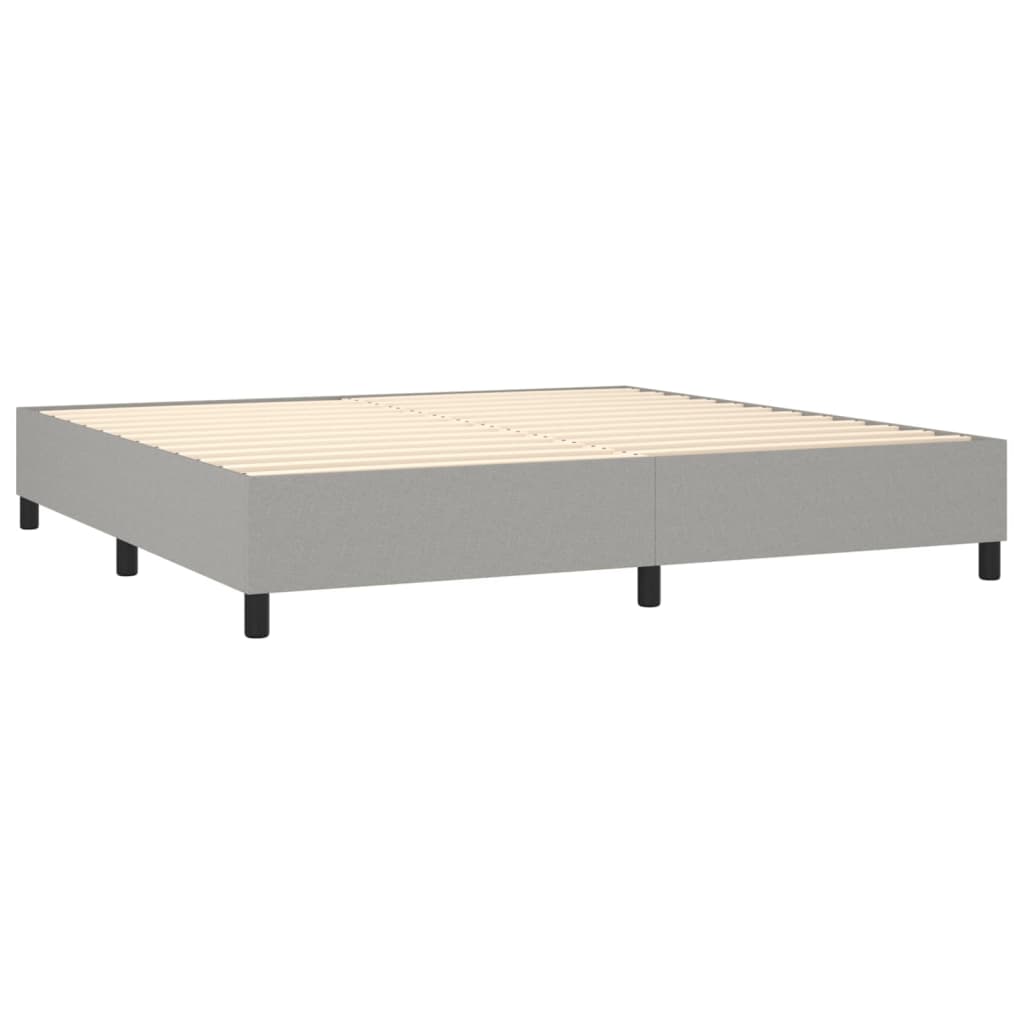 világosszürke szövet rugós és LED-es ágy matraccal 200x200 cm