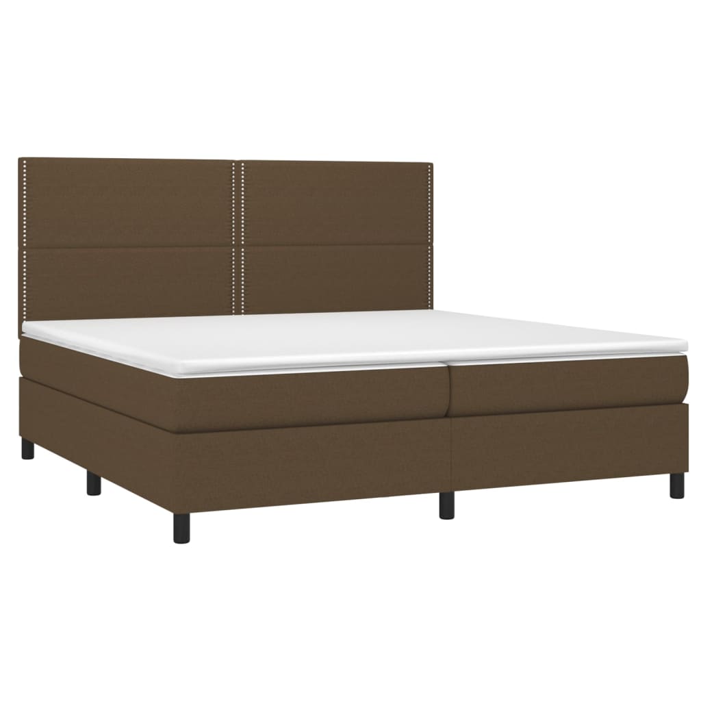 barna szövet rugós és LED-es ágy matraccal 200x200 cm