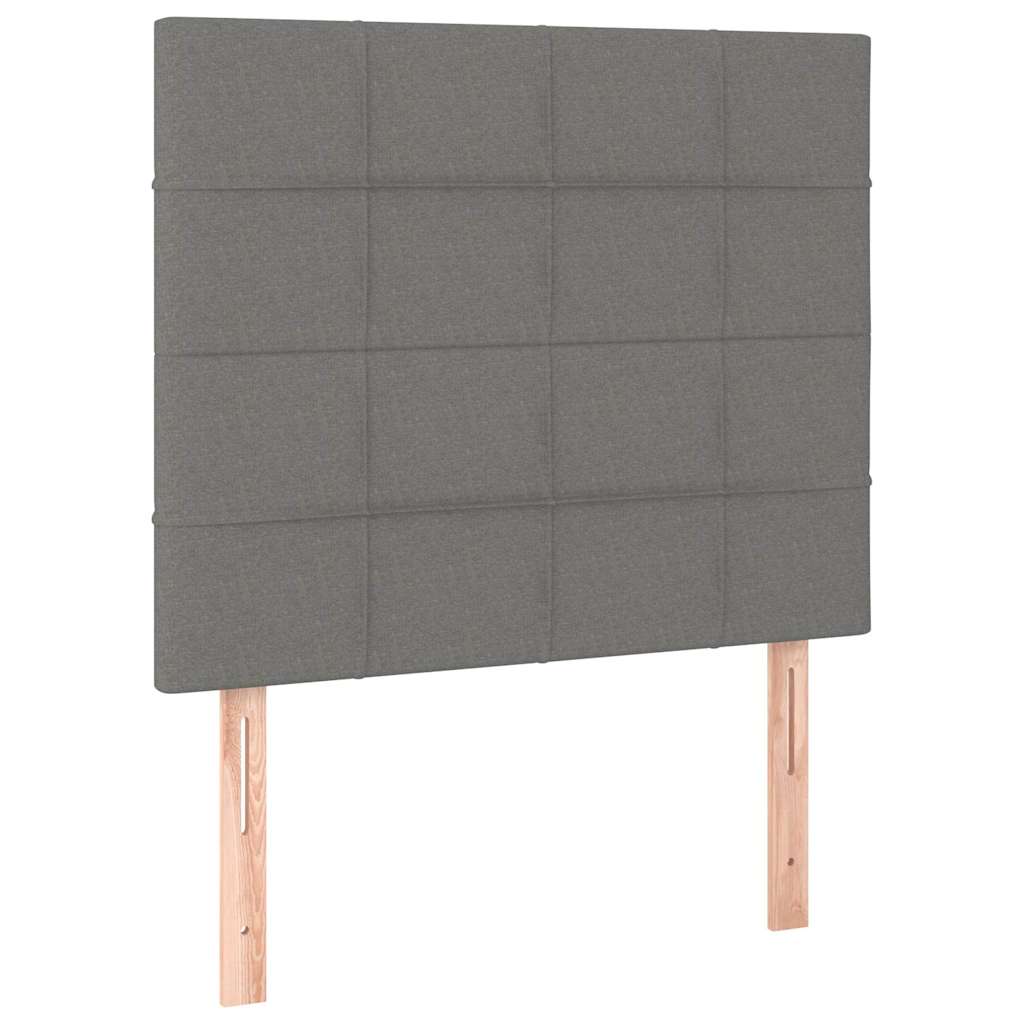 sötétszürke szövet rugós és LED-es ágy matraccal 80 x 200 cm