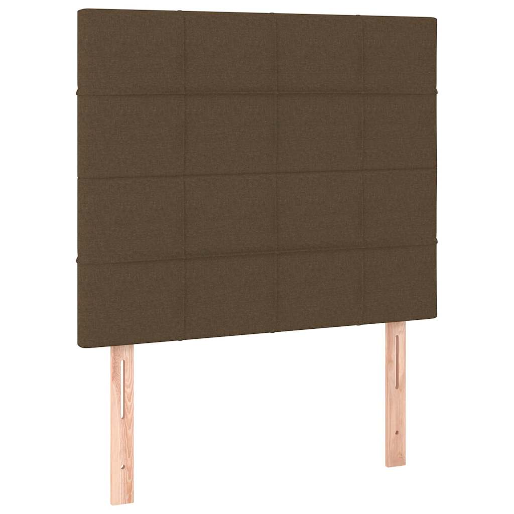 barna szövet rugós és LED-es ágy matraccal 80 x 200 cm