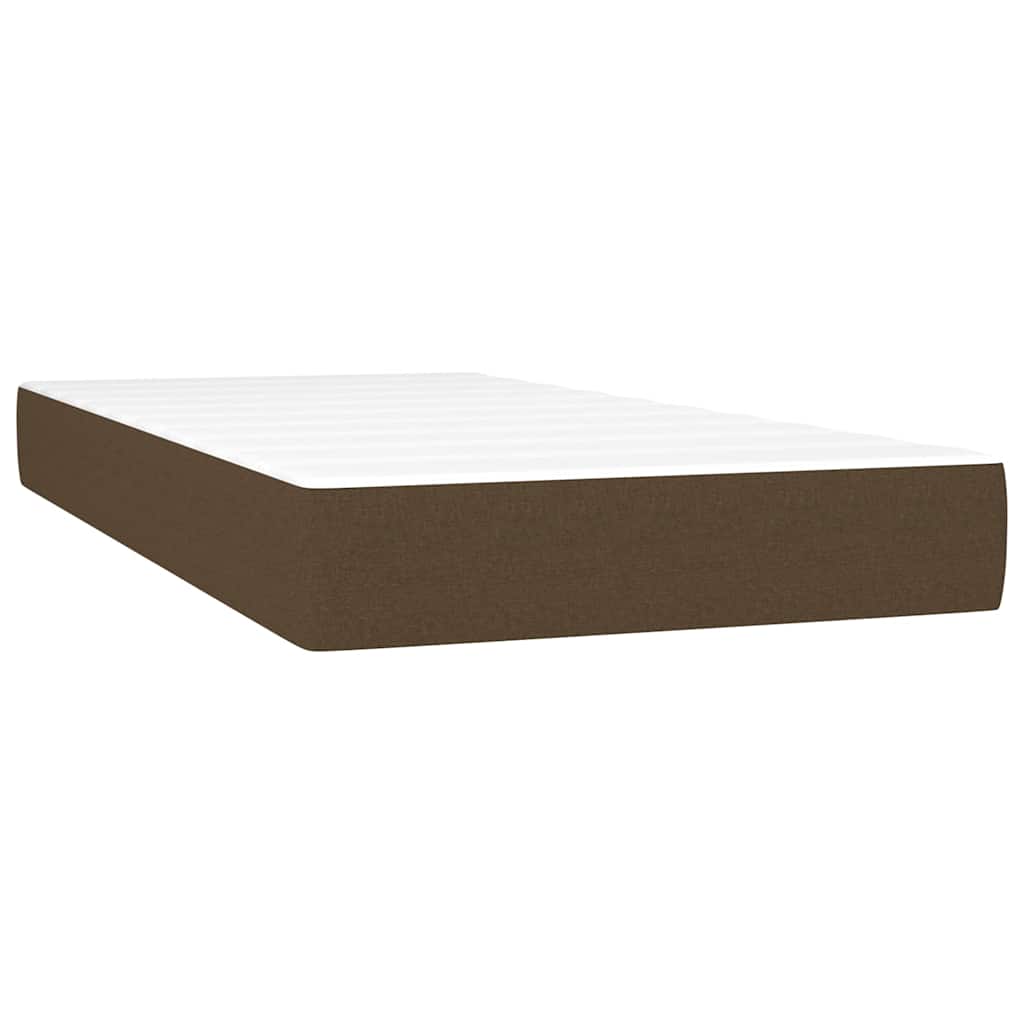 barna szövet rugós és LED-es ágy matraccal 90x200 cm