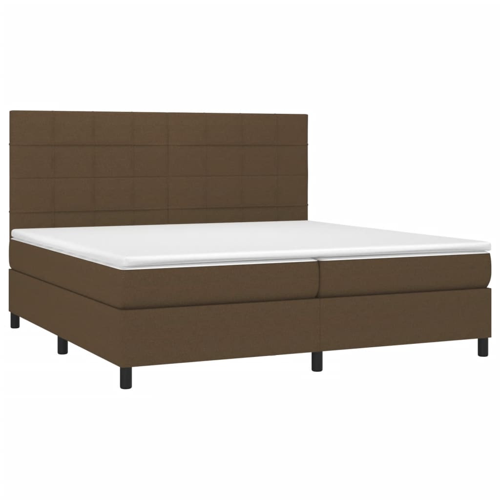 barna szövet rugós és LED-es ágy matraccal 200x200 cm