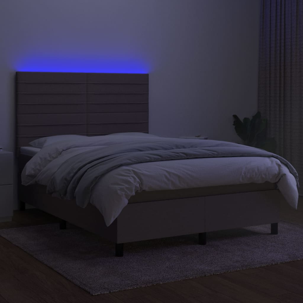 tópszínű szövet rugós és LED-es ágy matraccal 140x190cm