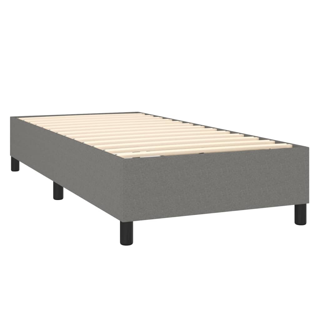 sötétszürke szövet rugós és LED-es ágy matraccal 80 x 200 cm