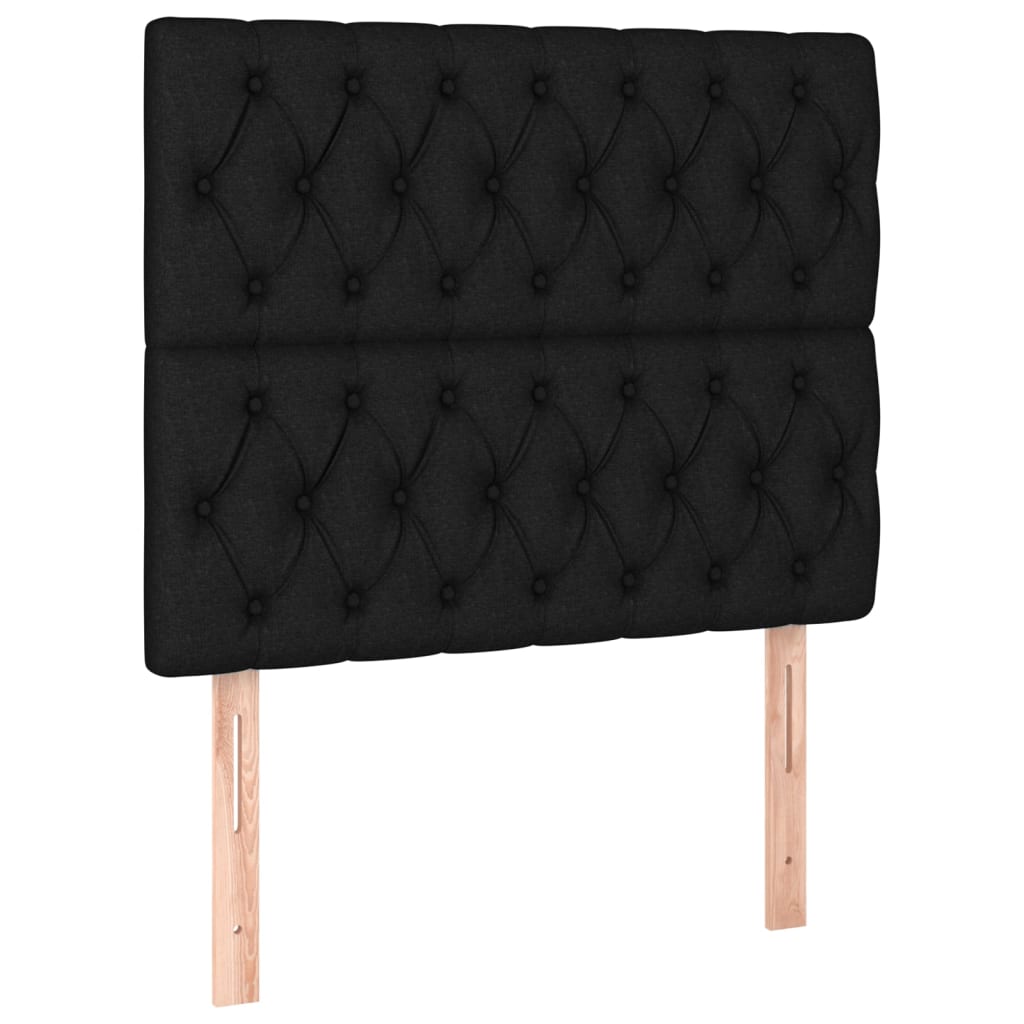 fekete szövet rugós és LED-es ágy matraccal 90x200 cm