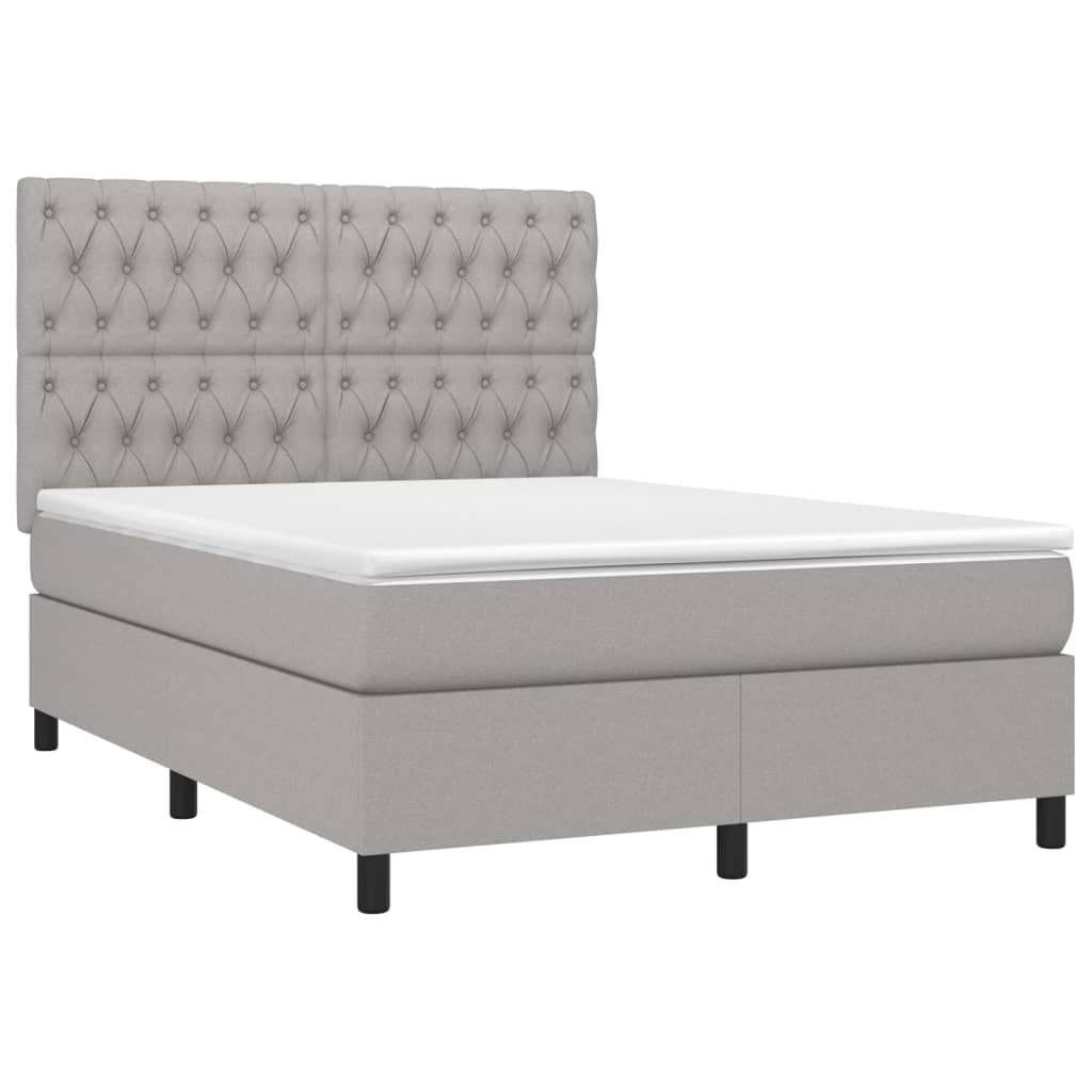 sötétszürke szövet rugós és LED-es ágy matraccal 140x190 cm