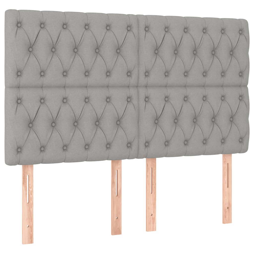 sötétszürke szövet rugós és LED-es ágy matraccal 140x190 cm
