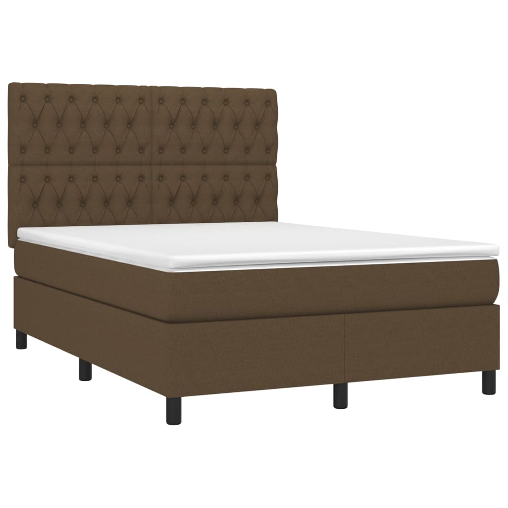barna szövet rugós és LED-es ágy matraccal 140x190 cm