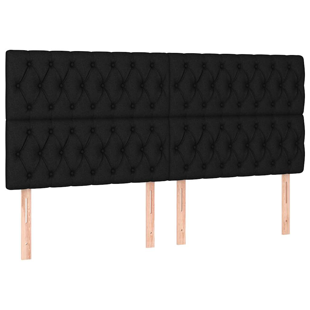fekete szövet rugós és LED-es ágy matraccal 200x200 cm