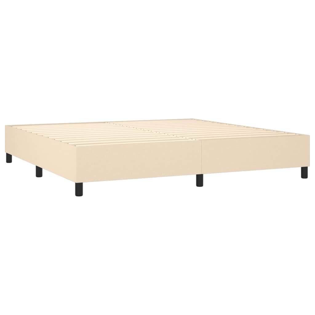 krémszínű szövet rugós és LED-es ágy matraccal 200 x 200 cm