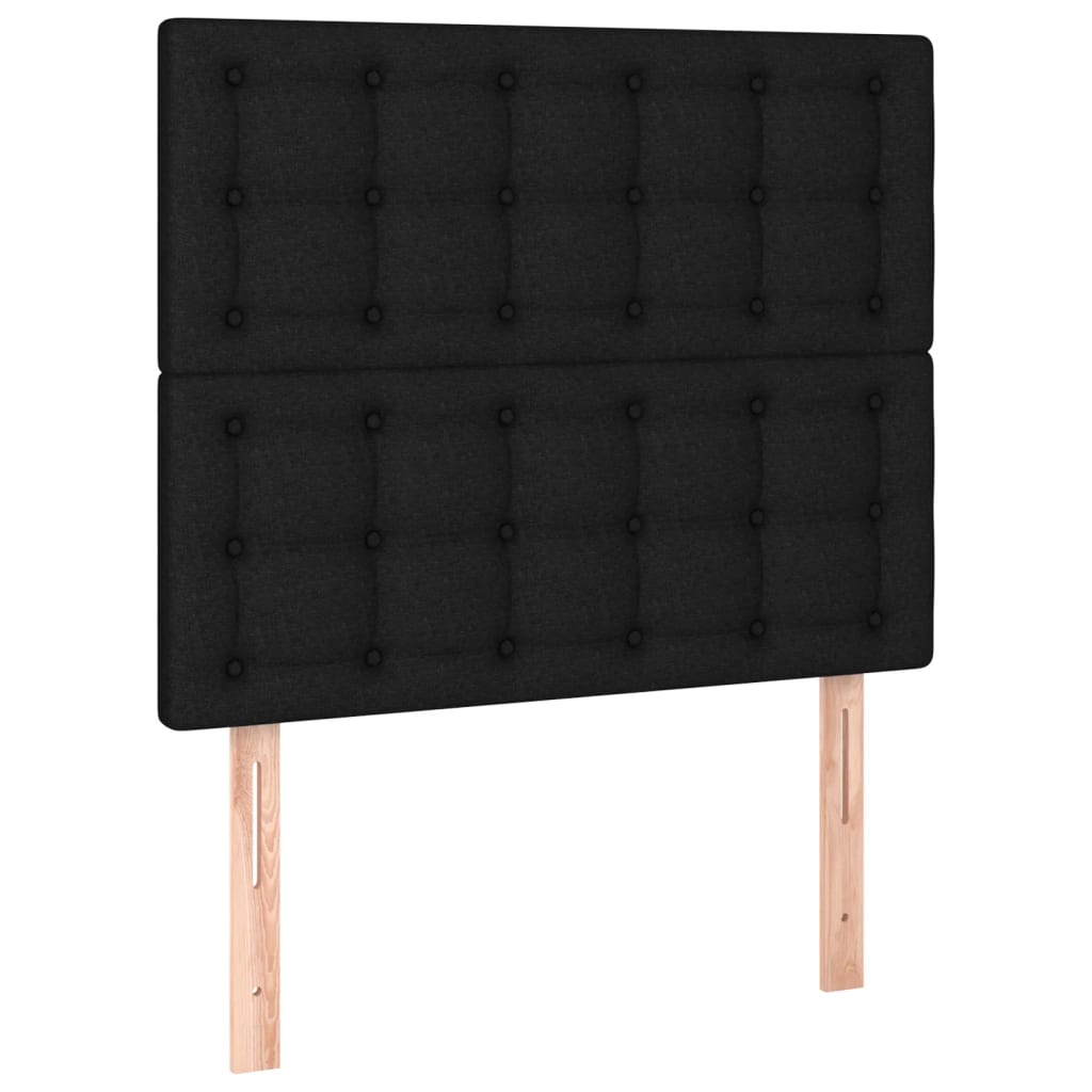 fekete szövet rugós és LED-es ágy matraccal 120 x 200 cm