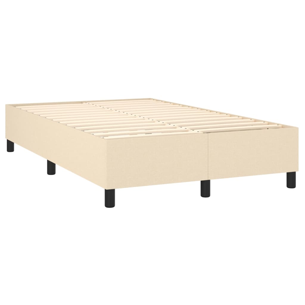 krémszínű szövet rugós és LED-es ágy matraccal 120 x 200 cm