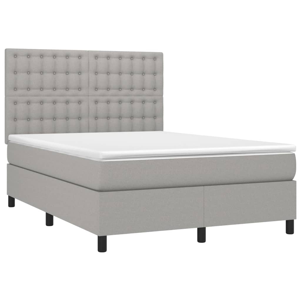 sötétszürke szövet rugós és LED-es ágy matraccal 140x190 cm