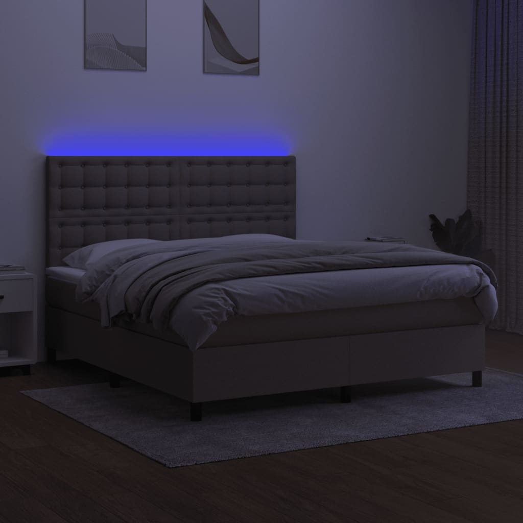 tópszínű szövet rugós és LED-es ágy matraccal 160x200 cm