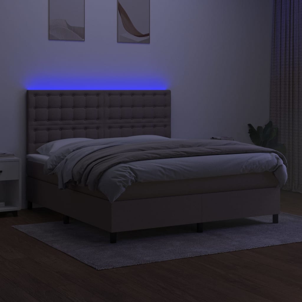 tópszínű szövet rugós és LED-es ágy matraccal 180 x 200 cm