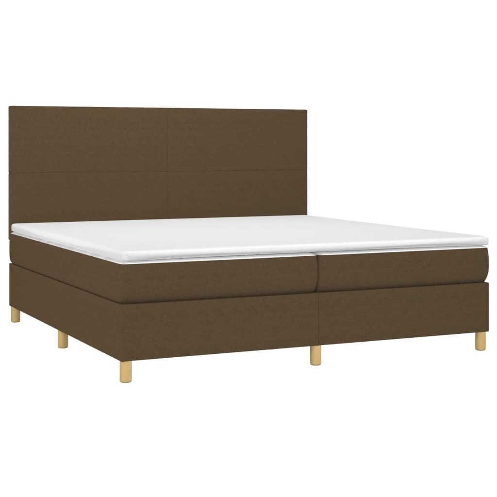barna szövet rugós és LED-es ágy matraccal 200x200 cm