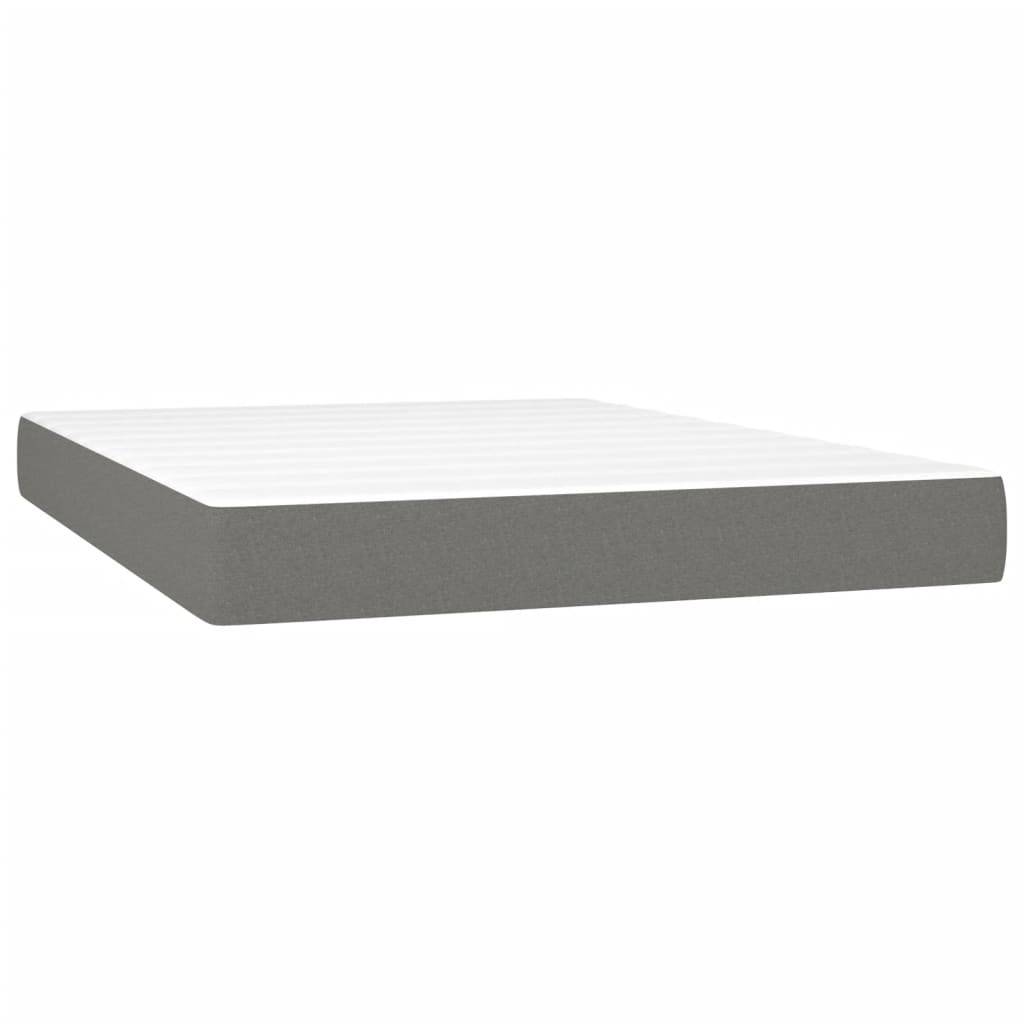sötétszürke szövet rugós és LED-es ágy matraccal 140x190 cm