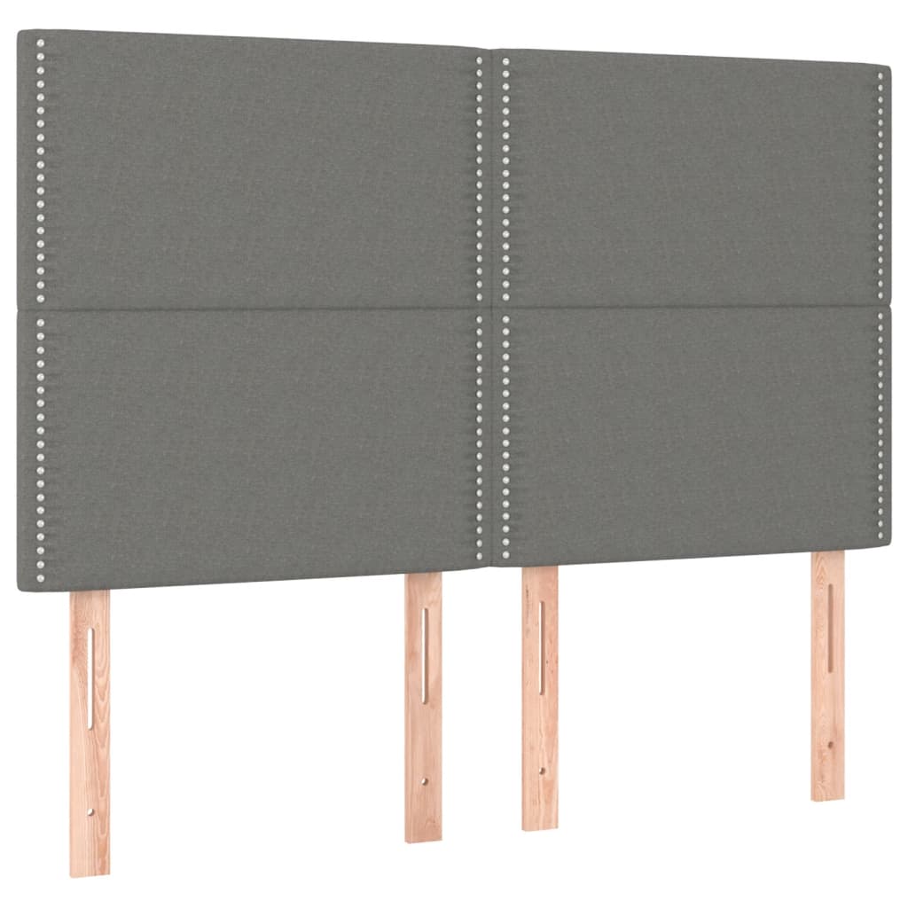 sötétszürke szövet rugós és LED-es ágy matraccal 140x190 cm