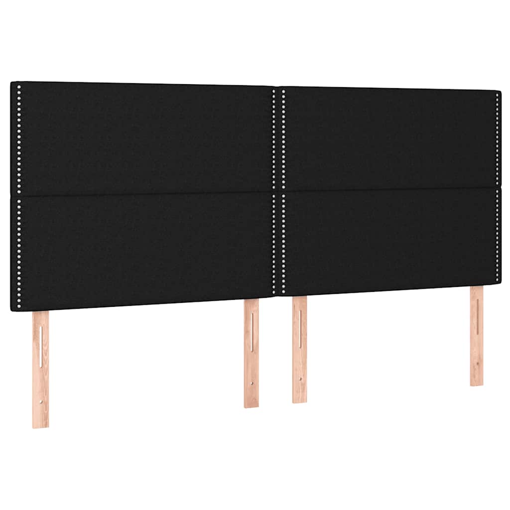 fekete szövet rugós és LED-es ágy matraccal 180 x 200 cm