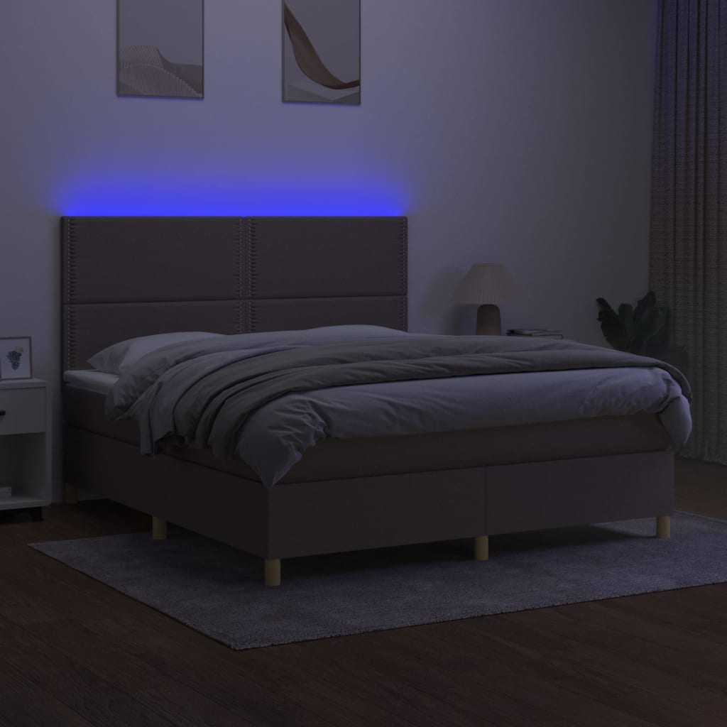 tópszínű szövet rugós és LED-es ágy matraccal 180 x 200 cm