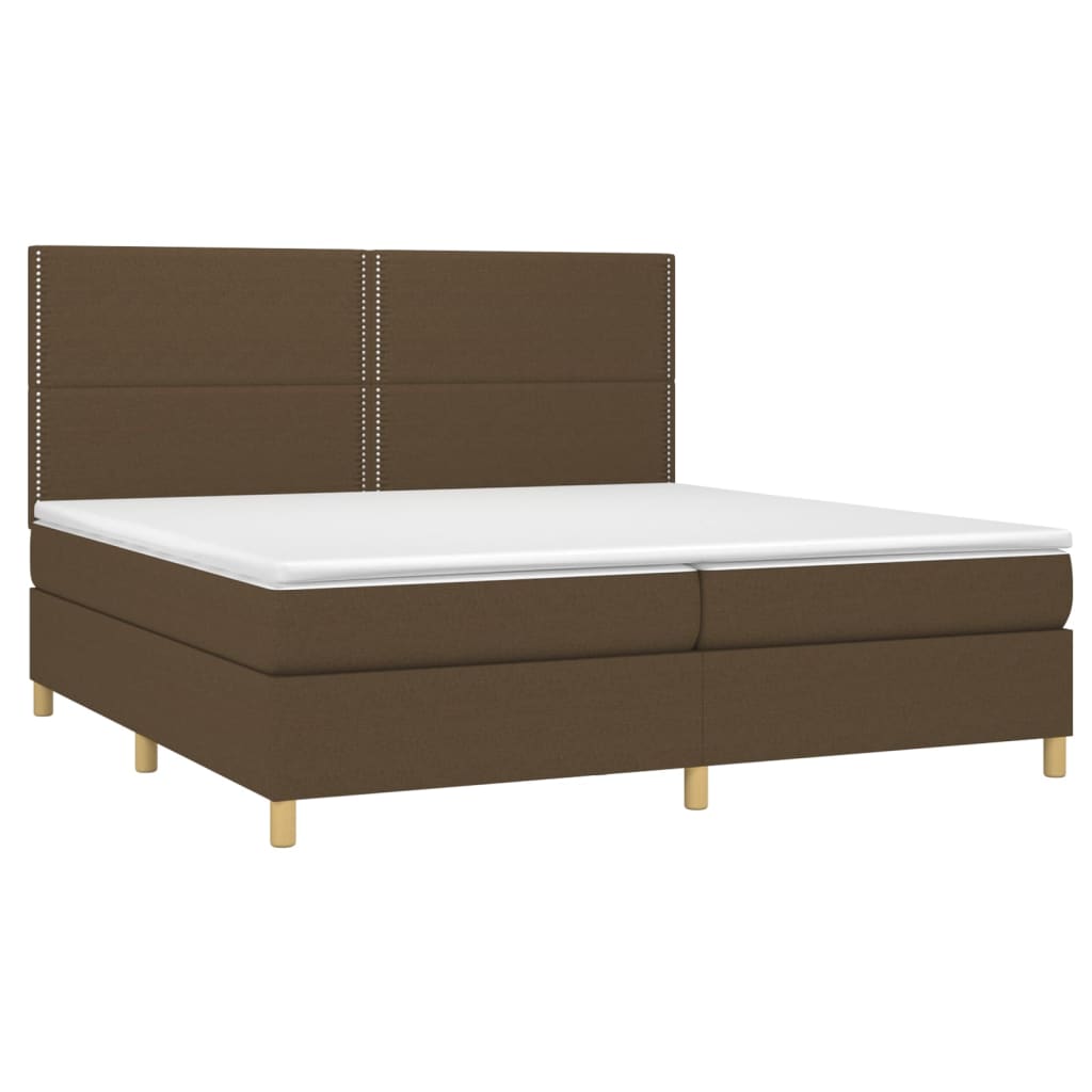 barna szövet rugós és LED-es ágy matraccal 200x200 cm