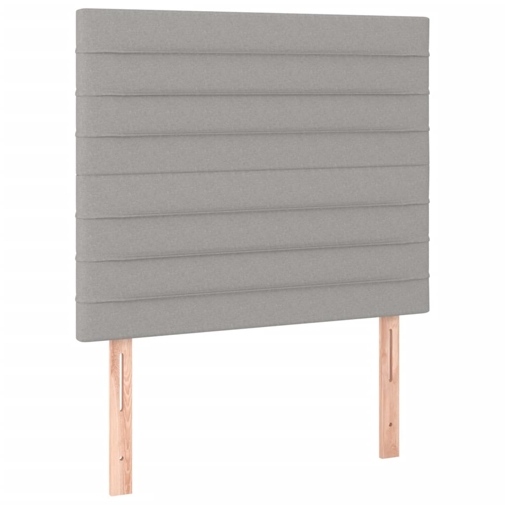 világosszürke szövet rugós és LED-es ágy matraccal 80 x 200 cm