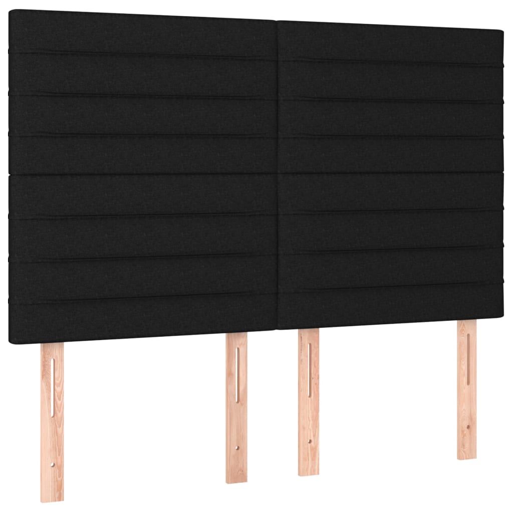 fekete szövet rugós és LED-es ágy matraccal 140x200 cm