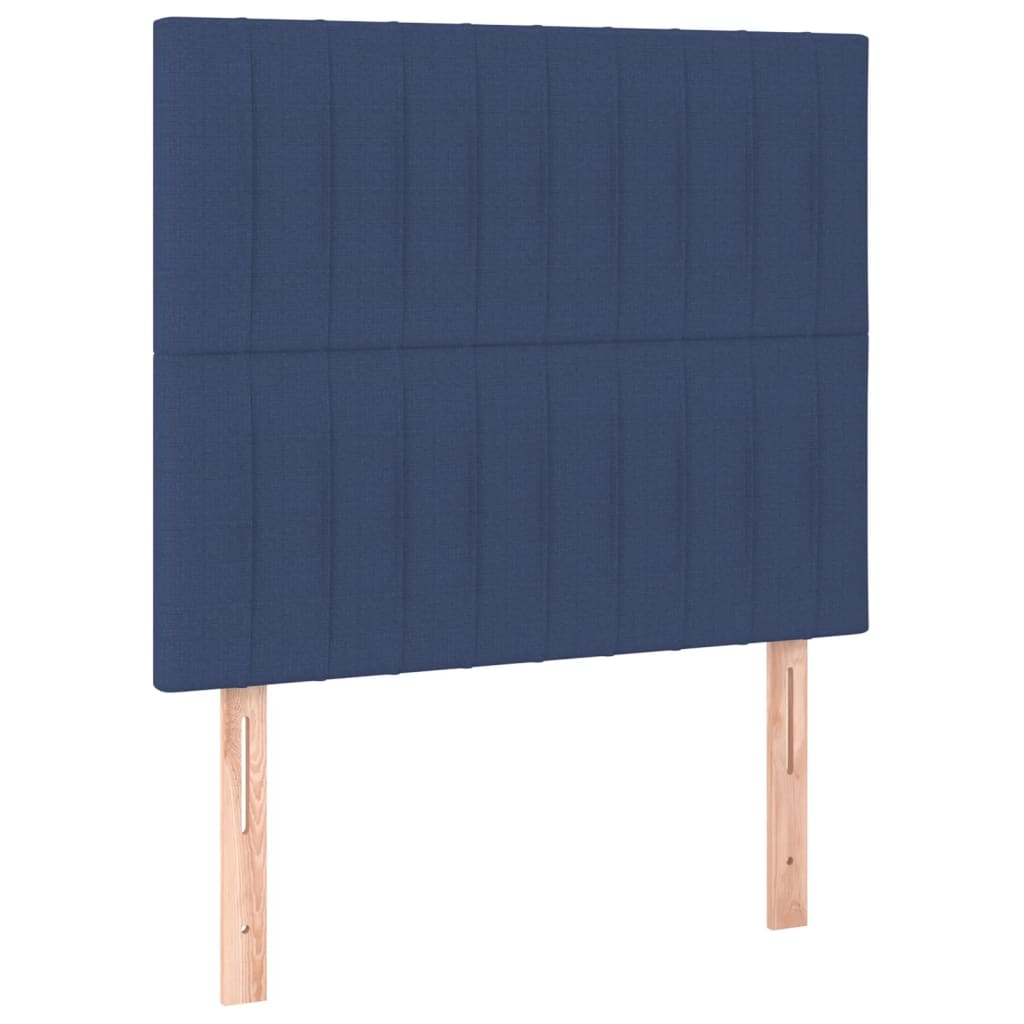 kék szövet rugós és LED-es ágy matraccal 80 x 200 cm