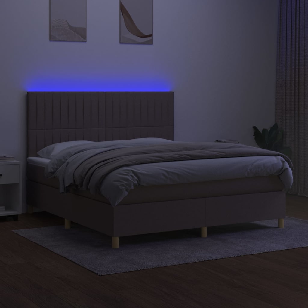 tópszínű szövet rugós és LED-es ágy matraccal 160x200 cm