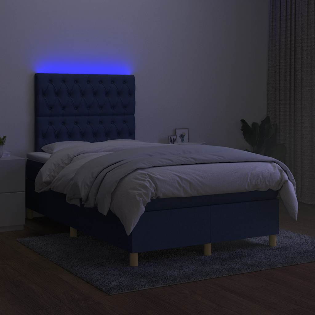 fekete szövet rugós és LED-es ágy matraccal 120 x 200 cm
