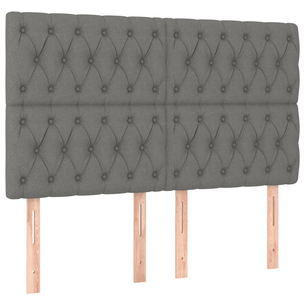sötétszürke szövet rugós és LED-es ágy matraccal 140x200 cm