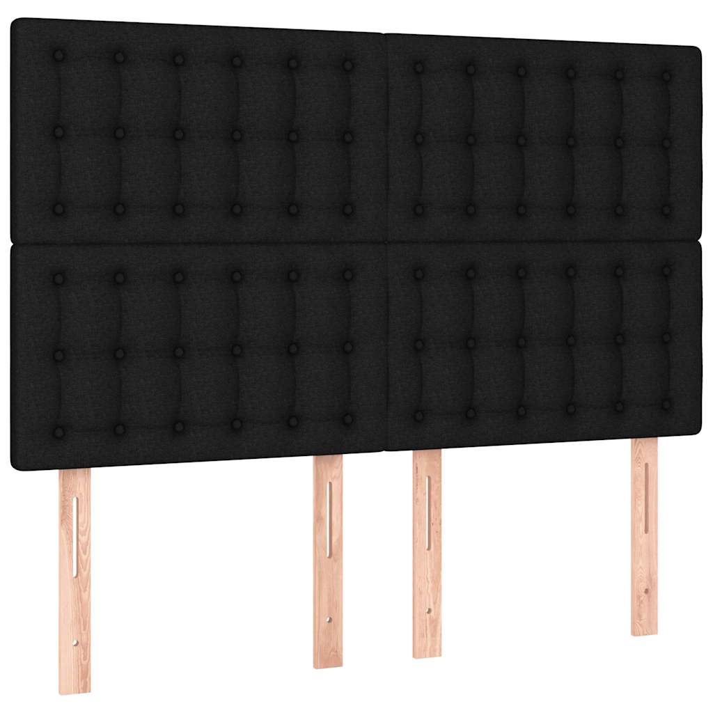 fekete szövet rugós és LED-es ágy matraccal 140x200 cm