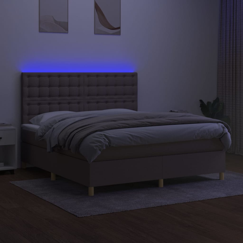 tópszínű szövet rugós és LED-es ágy matraccal 180 x 200 cm