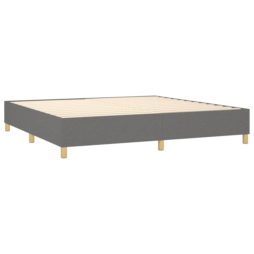 sötétszürke szövet rugós és LED-es ágy matraccal 200x200 cm