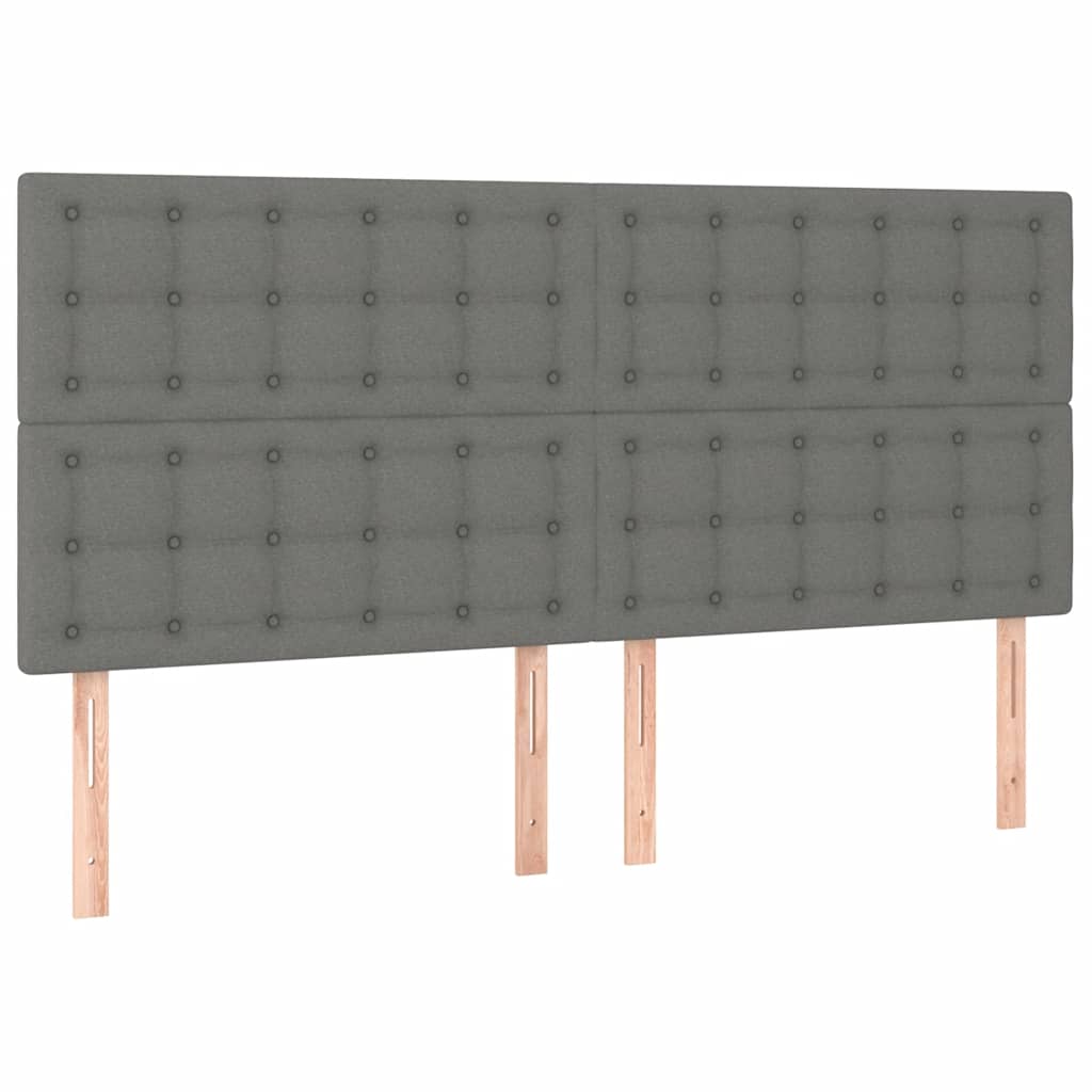 sötétszürke szövet rugós és LED-es ágy matraccal 200x200 cm