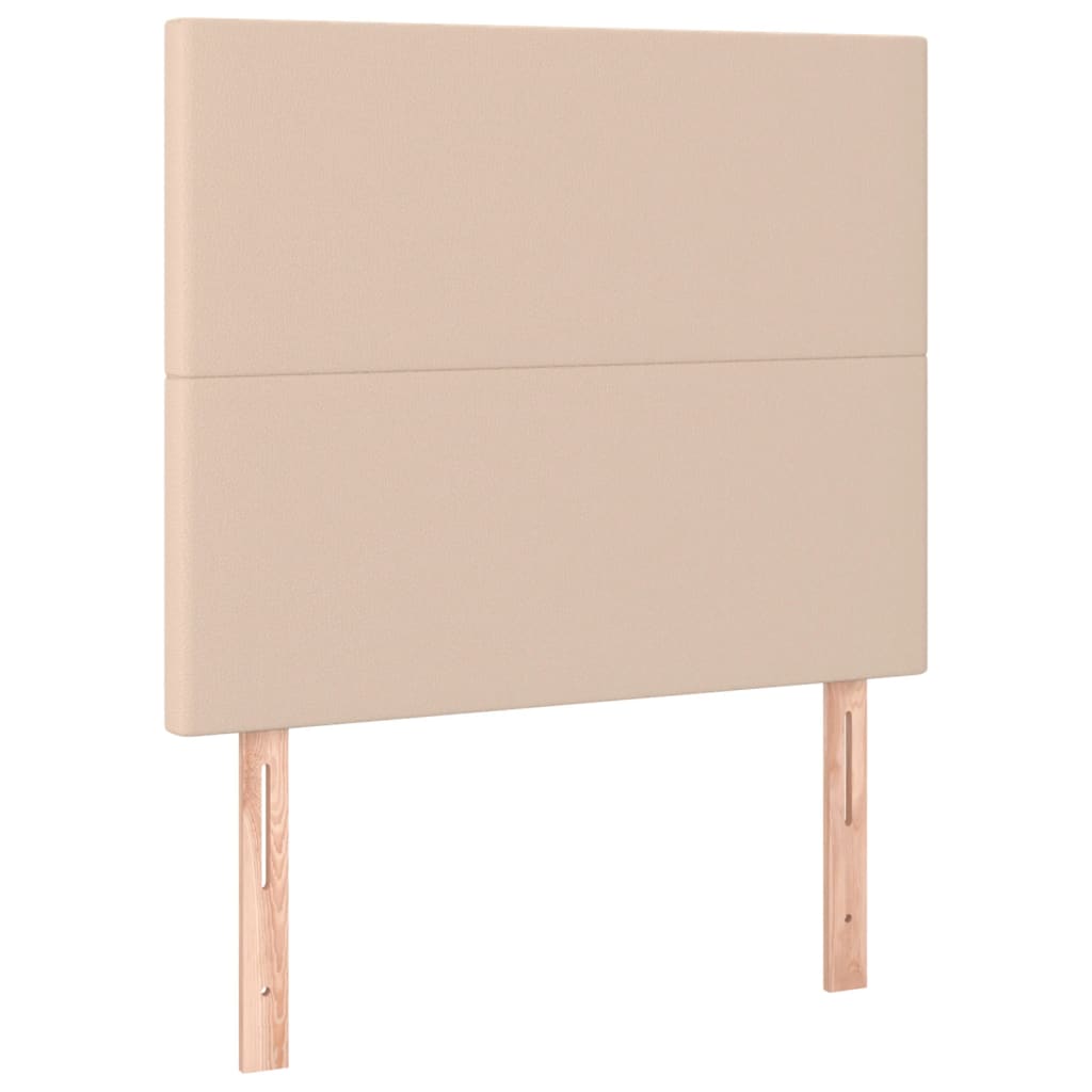 cappuccino színű műbőr rugós ágy matraccal és LED-del 90x190 cm